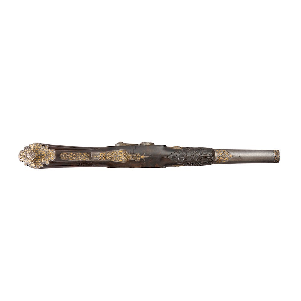 AN ORNATELY DECORATED BELGIAN PERCUSSION PISTOL, - 4