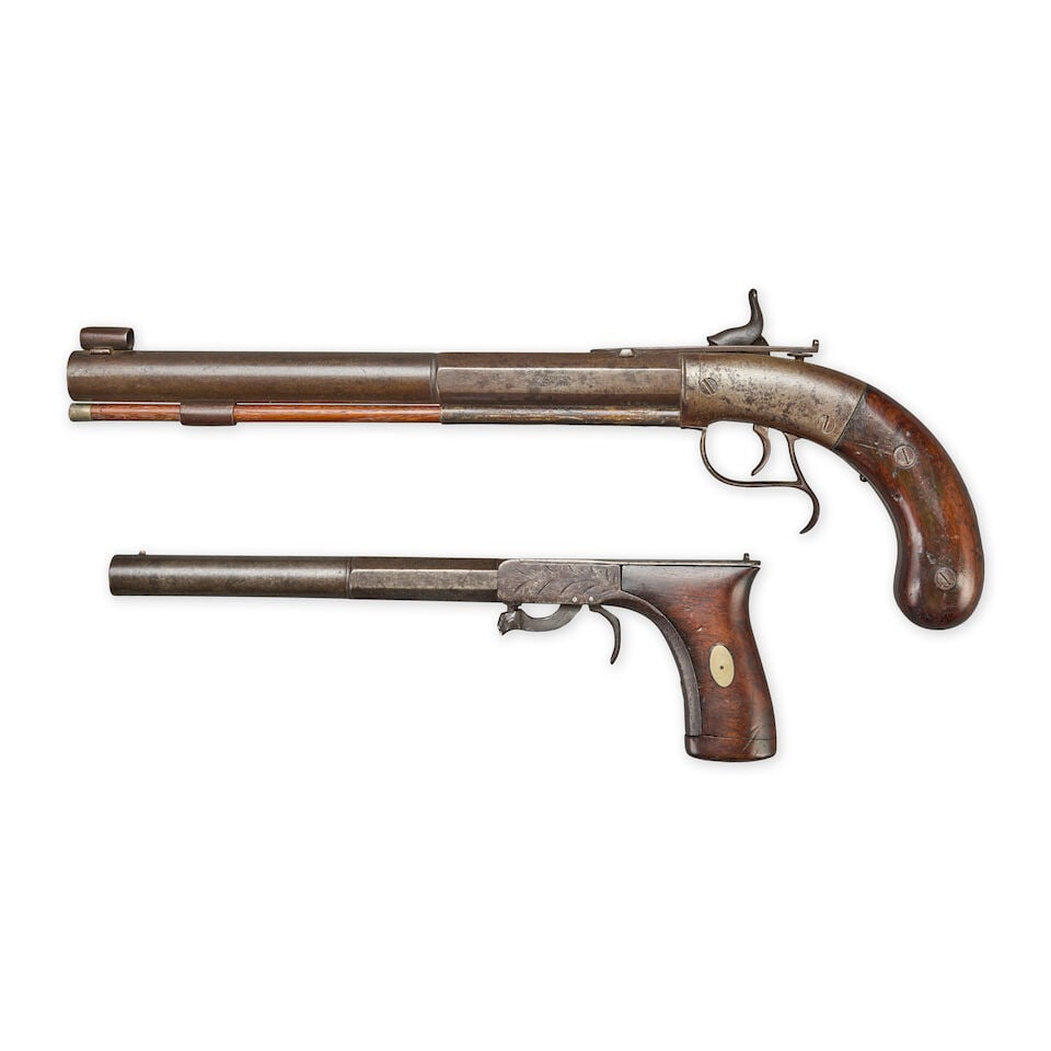 TWO SINGLE-SHOT PERCUSSION PISTOLS, - 2