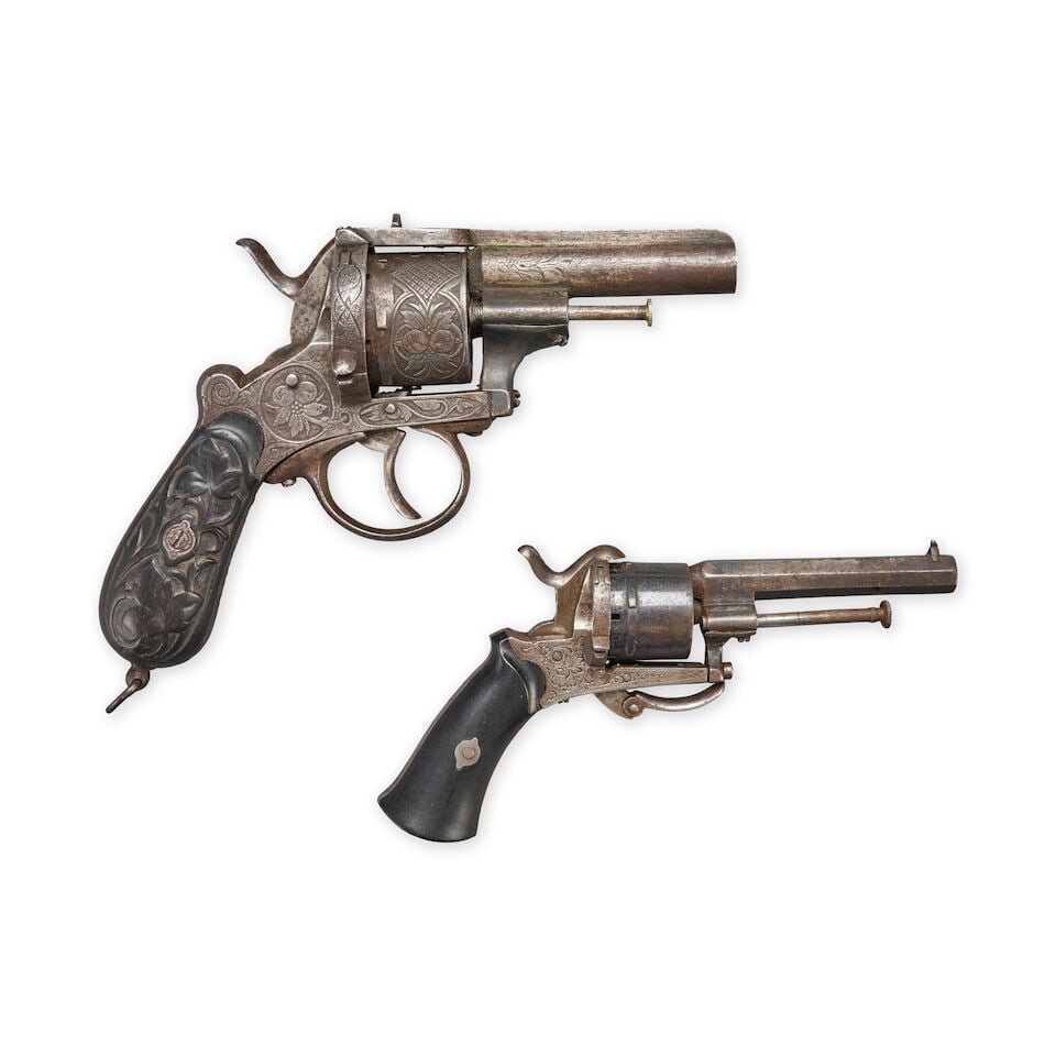 TWO 19TH CENTURY LEFAUCHEUX PINFIRE REVOLVERS. (1 of 2)
