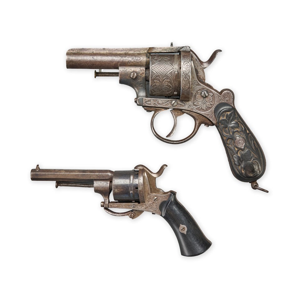 TWO 19TH CENTURY LEFAUCHEUX PINFIRE REVOLVERS. - 2