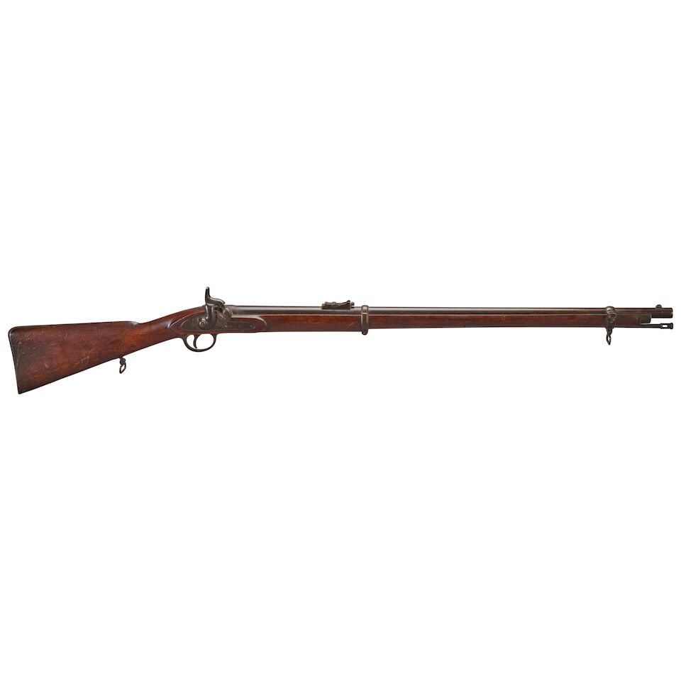 A CIVIL WAR ENGLISH PATTERN 1858 BAR ON BAND RIFLE. - 2