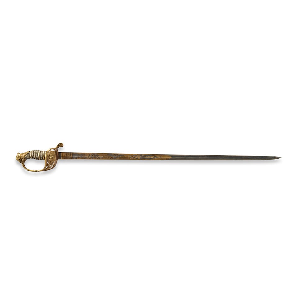 A CIVIL WAR-ERA PRESENTATION-GRADE STAFF AND FIELD OFFICER'S SWORD. (1 of 3)