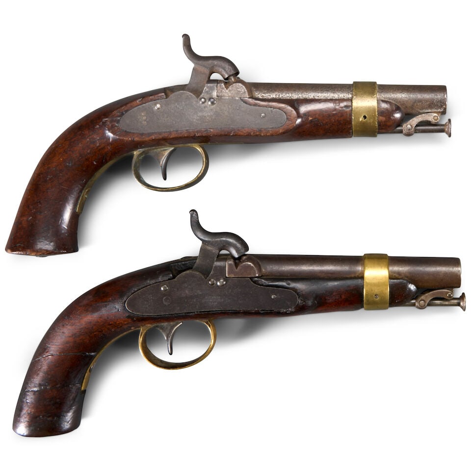 TWO U.S. MODEL 1842 PERCUSSION NAVY PISTOLS, (1 of 2)
