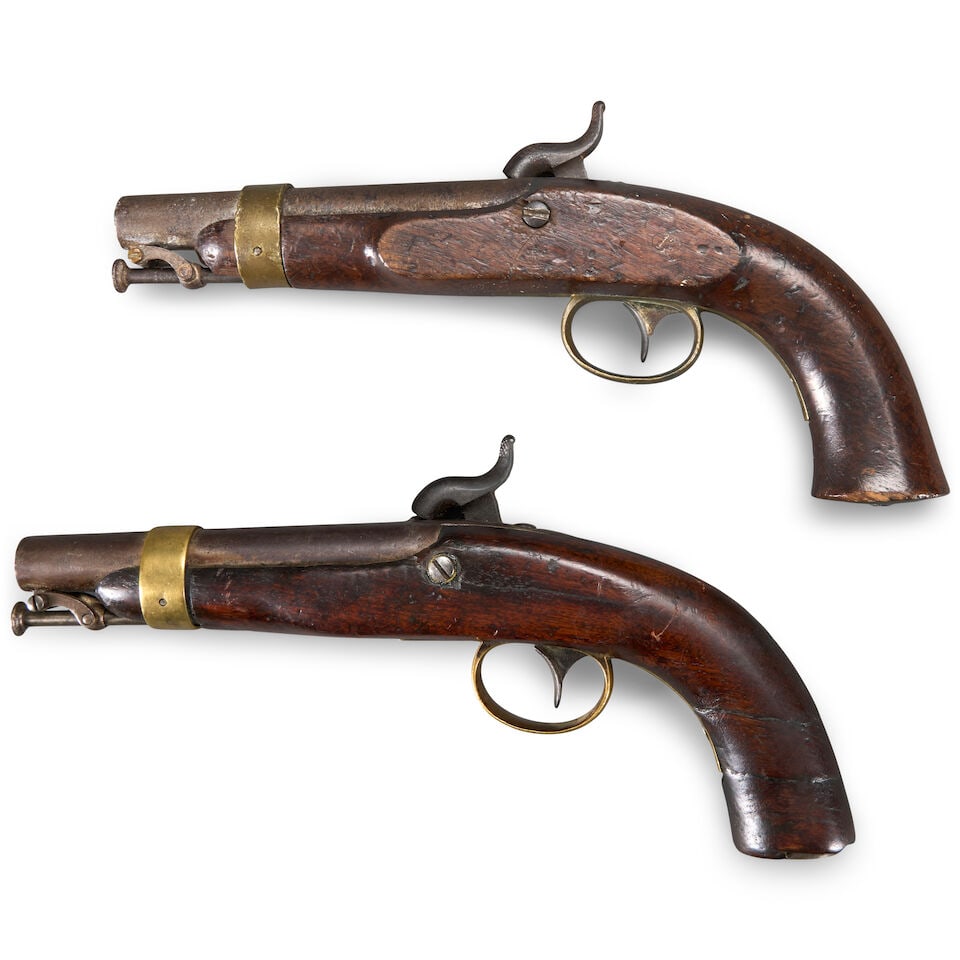 TWO U.S. MODEL 1842 PERCUSSION NAVY PISTOLS, - 2
