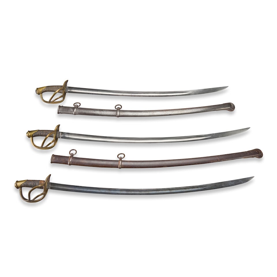 THREE IMPORTED U.S. MODEL 1840 CAVALRY SABERS. (1 of 2)