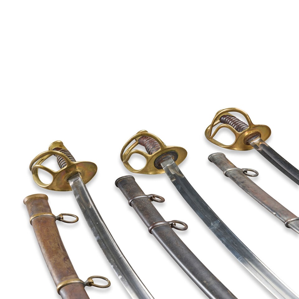 THREE CIVIL WAR U.S. MODEL 1860 LIGHT CAVALRY SABERS. - 2