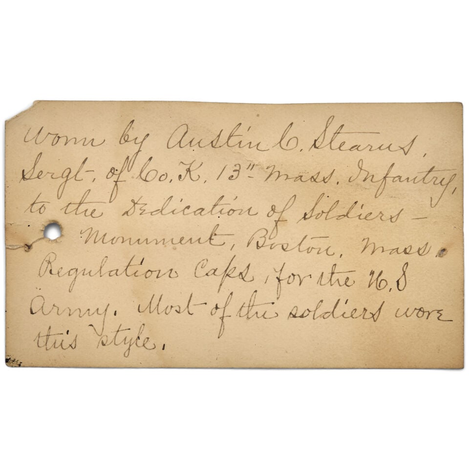 A CIVIL WAR FORAGE CAP AND KNAPSACK BELONGING TO SERGEANT AUSTIN C. STEARNS, 13TH MASSACHUSETTS ... - 6