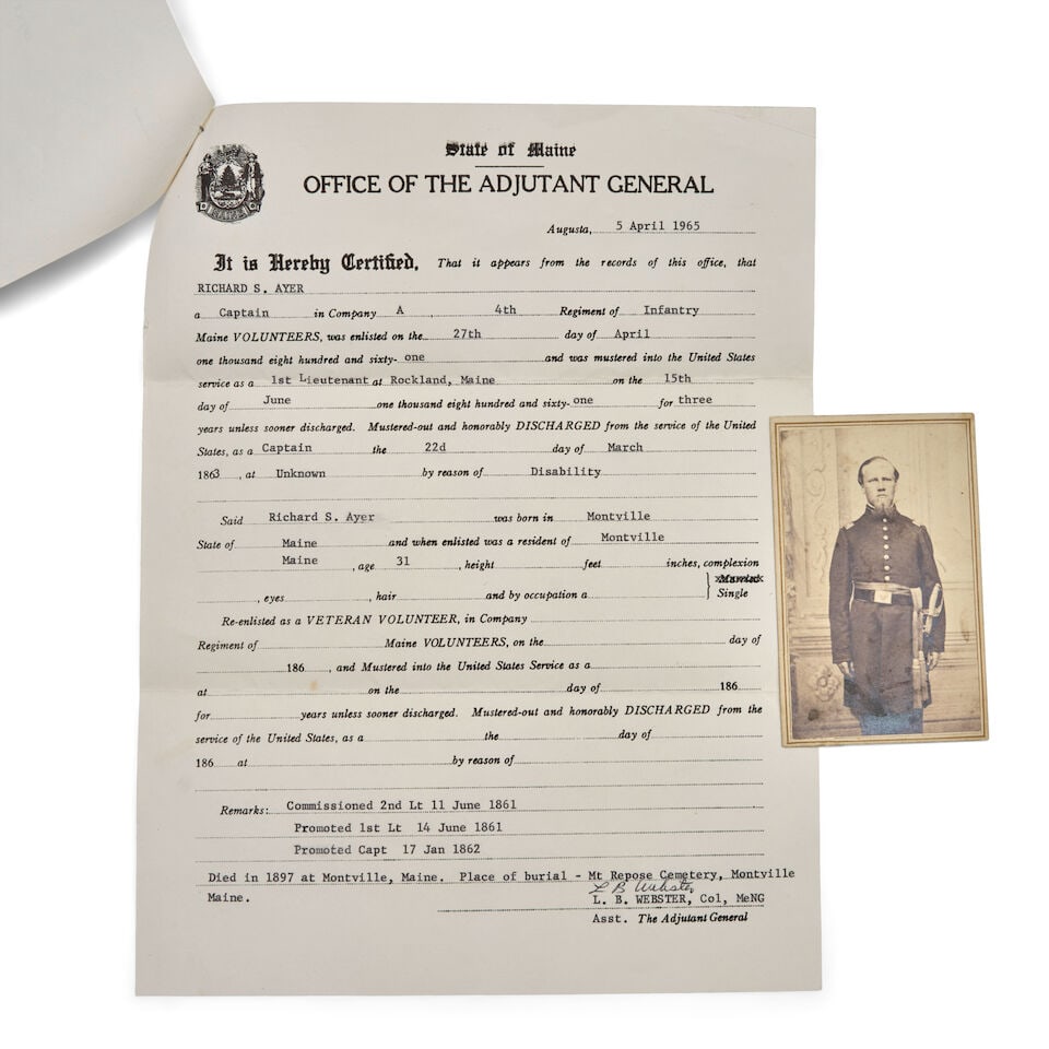 A CIVIL WAR ARCHIVE OF FIFTEEN LETTERS FROM CAPTAIN RICHARD S. AYER, COMPANY A, 4TH MAINE VOLUNT... - 2