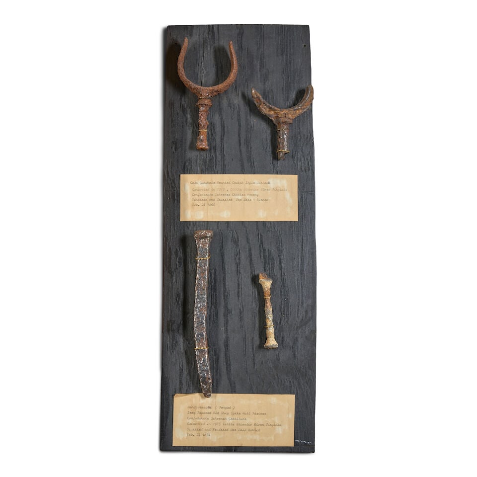 A COLLECTION OF CIVIL WAR RELICS, MOUNTED IN EIGHT FRAMES. - 10