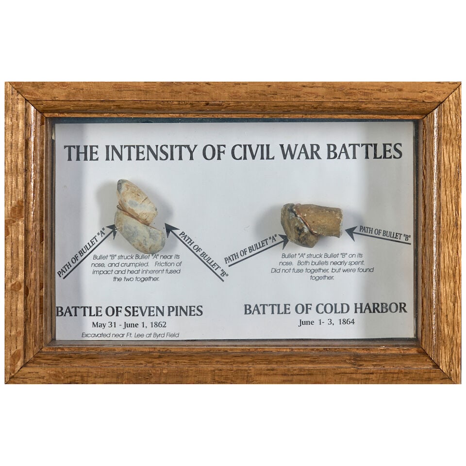 A COLLECTION OF CIVIL WAR RELICS, MOUNTED IN EIGHT FRAMES. - 4