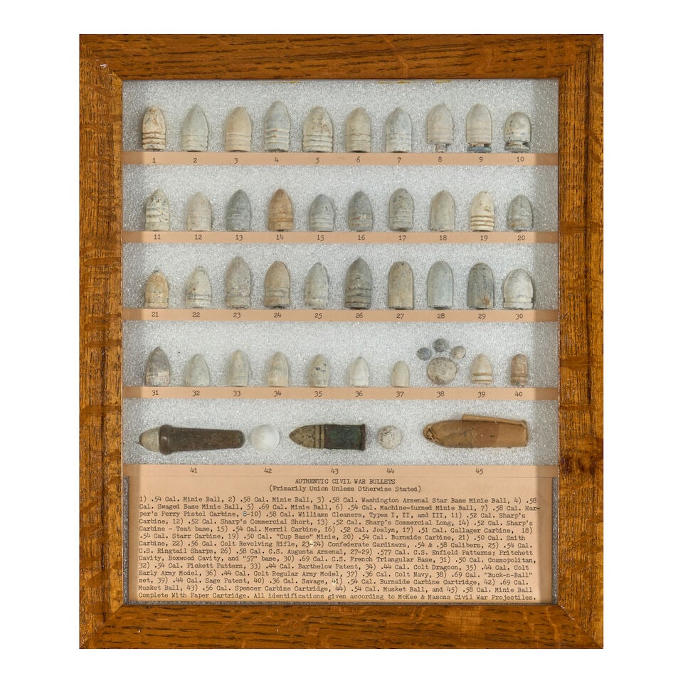 A COLLECTION OF CIVIL WAR RELICS, MOUNTED IN EIGHT FRAMES. - 6