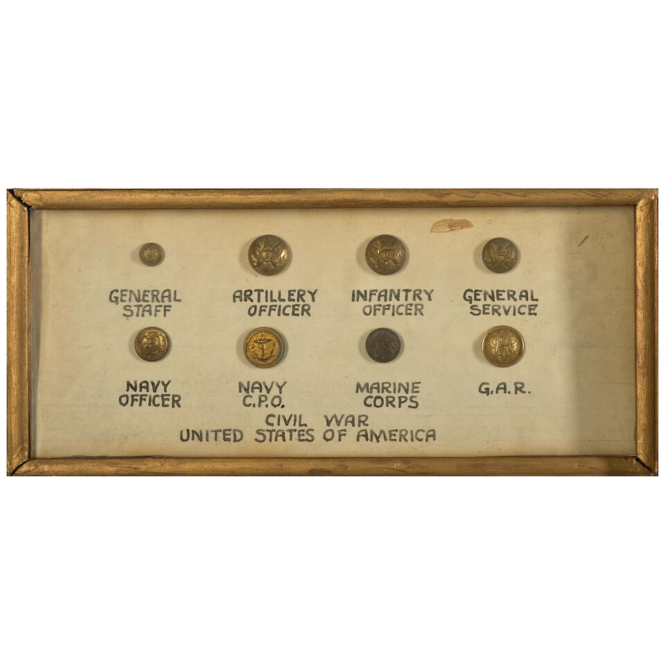 A COLLECTION OF CIVIL WAR RELICS, MOUNTED IN EIGHT FRAMES. - 7