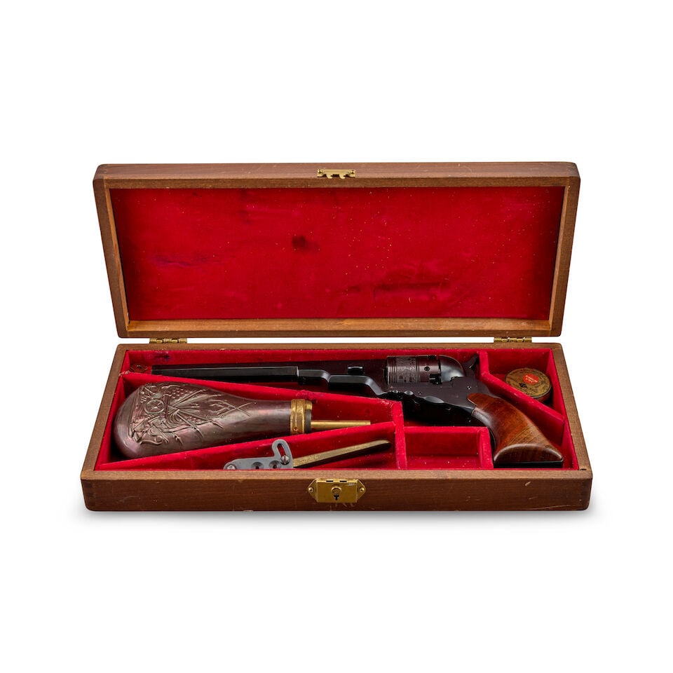 A REPRODUCTION COLT PATERSON REVOLVER WITH CASE AND ACCESSORIES. (1 of 4)