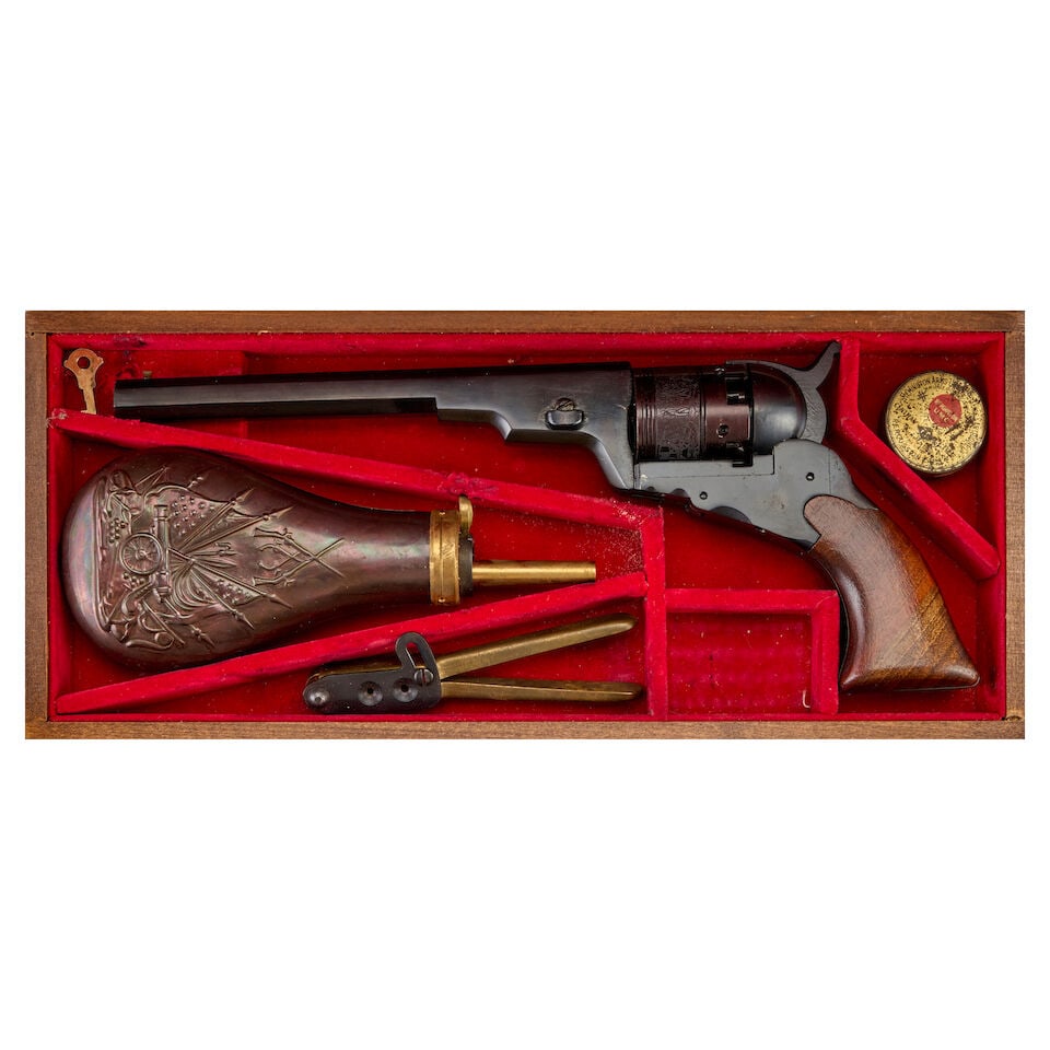 A REPRODUCTION COLT PATERSON REVOLVER WITH CASE AND ACCESSORIES. - 2