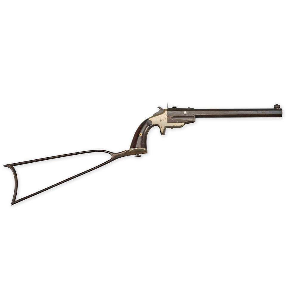 A FRANK WESSON MODEL 1870 MEDIUM FRAME THIRD TYPE POCKET RIFLE WITH WIRE STOCK, (1 of 2)