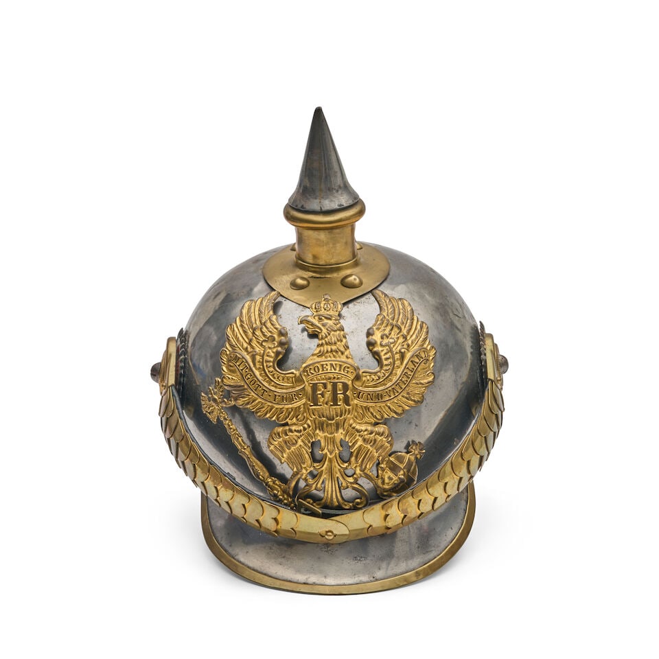 AN IMPERIAL GERMAN MODEL 1889 KURASSIER SPIKED HELMET. (1 of 5)