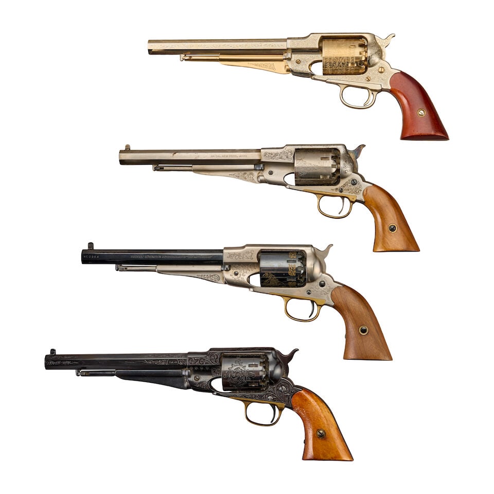 FOUR REPRODUCTION REMINGTON NEW MODEL ARMY PERCUSSION REVOLVERS. - 2
