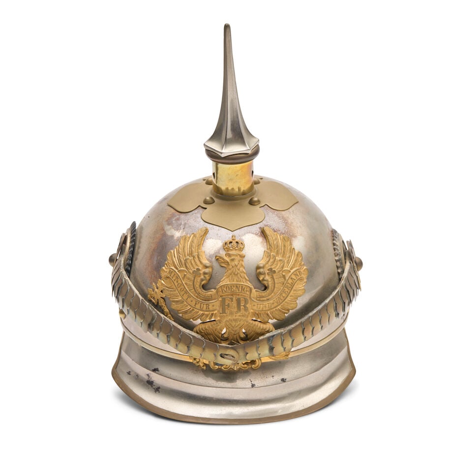 AN IMPERIAL GERMAN MODEL 1867 KURASSIER OFFICER'S HELMET. (1 of 7)