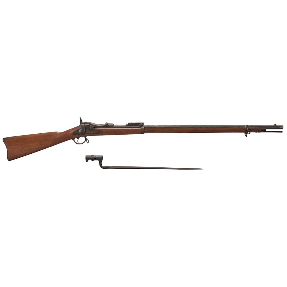 A U.S. MODEL 1884 TRAPDOOR SPRINGFIELD RIFLE AND BAYONET, - 2