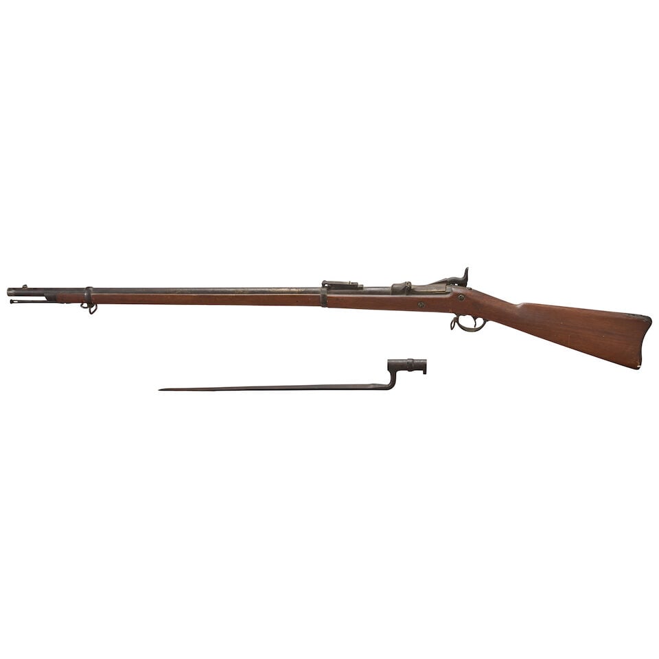 A U.S. MODEL 1884 TRAPDOOR SPRINGFIELD RIFLE AND BAYONET, - 3