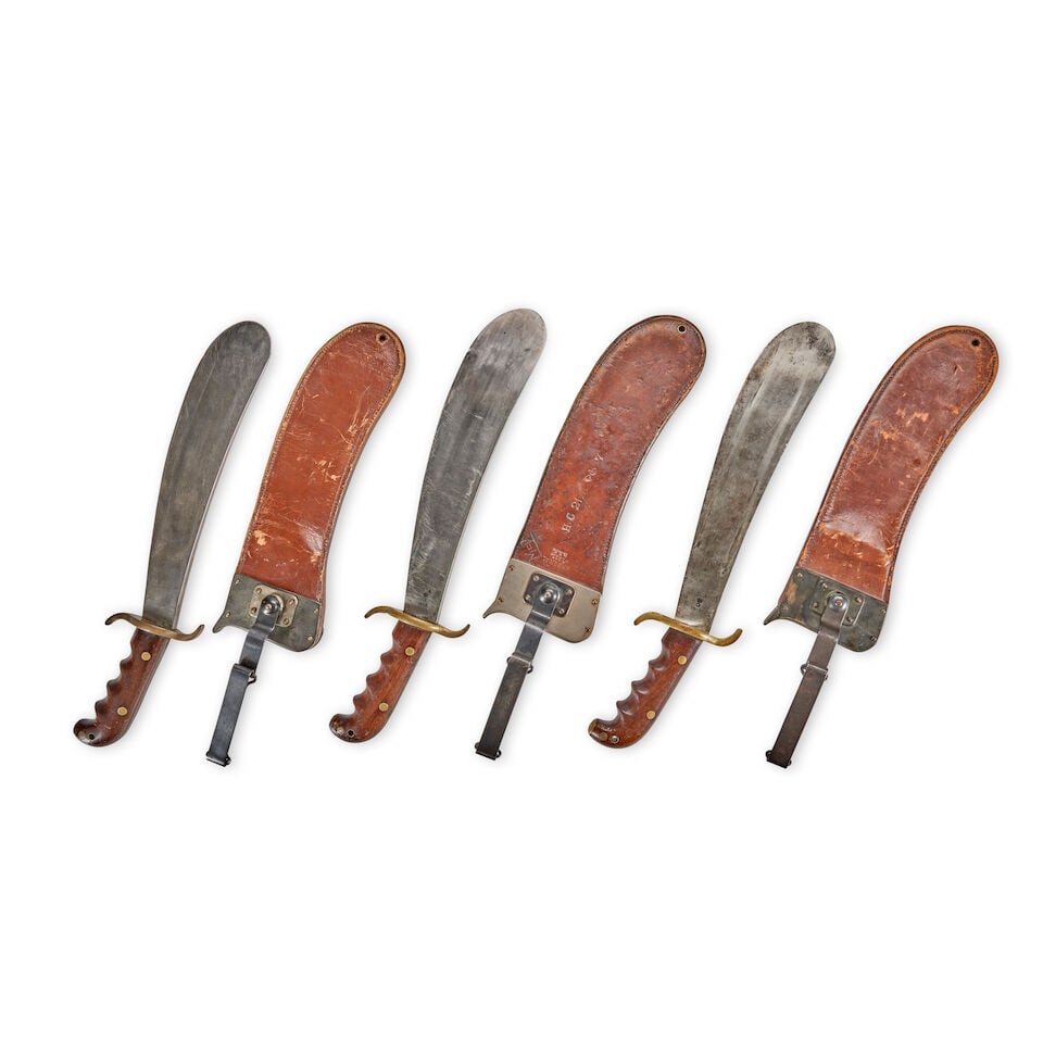 THREE U.S. MODEL 1904 HOSPITAL CORP BOLO KNIVES AND SCABBARDS. - 2