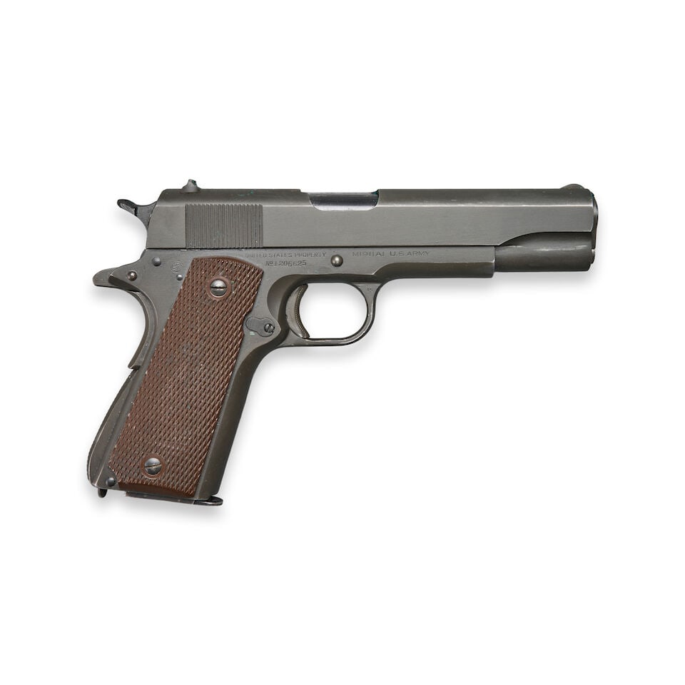 A WORLD WAR II COLT MODEL 1911A1 MILITARY PISTOL AND HOLSTER, Curio or Relic firearm (1 of 6)