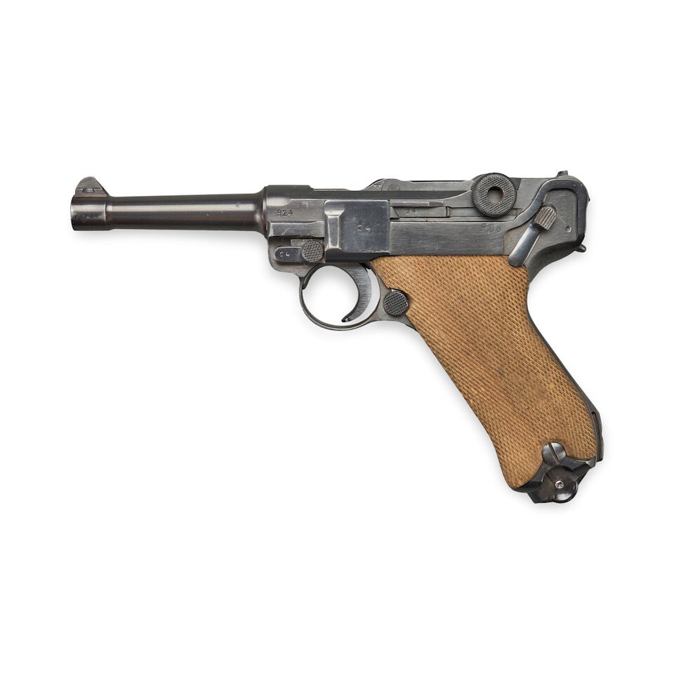 A WORLD WAR II MAUSER BYF 42 P.08 LUGER PISTOL WITH CAPTURE PAPERS AND HOLSTER, Curio or Relic f... - 2