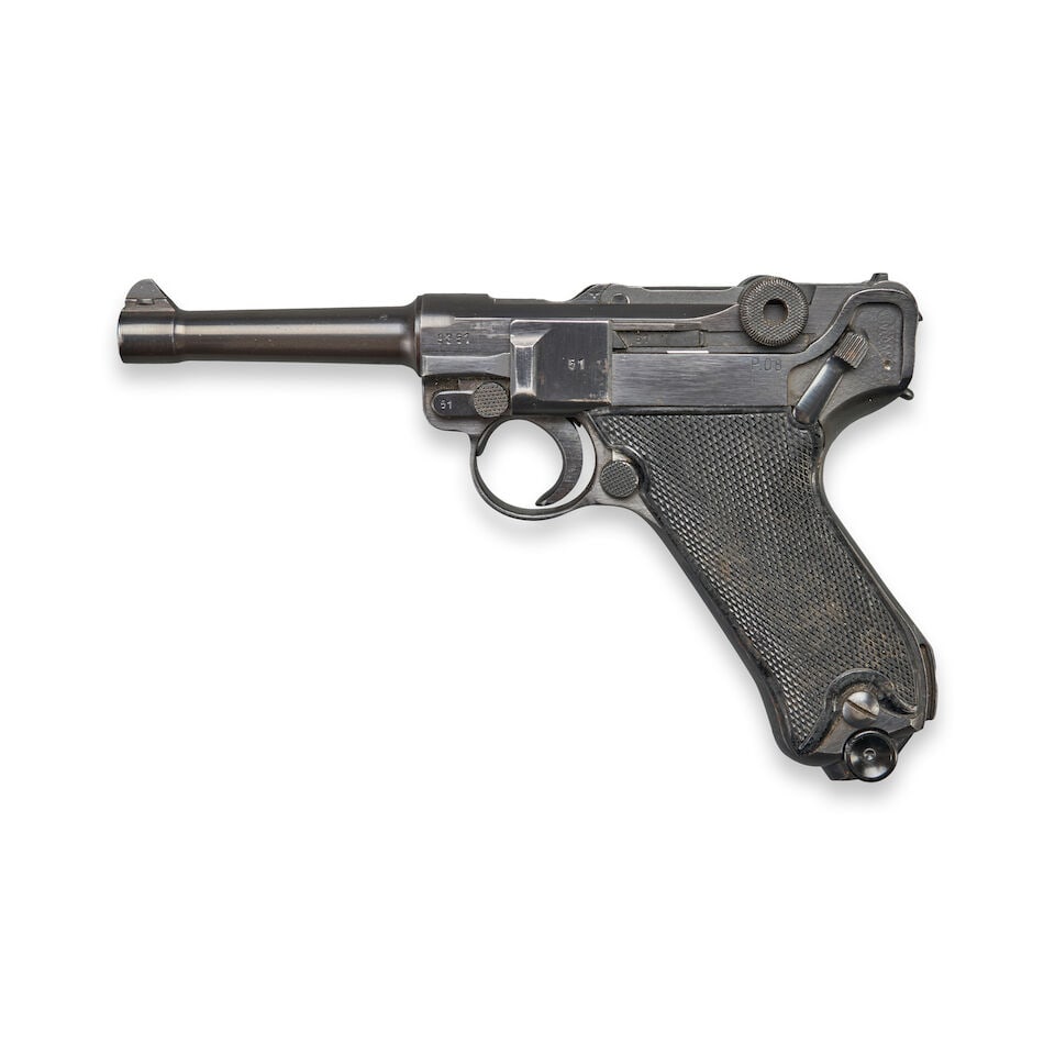 A WORLD WAR II MAUSER BYF 42 'BLACK WIDOW' P.08 LUGER PISTOL AND HOLSTER, Curio or Relic firearm - 2