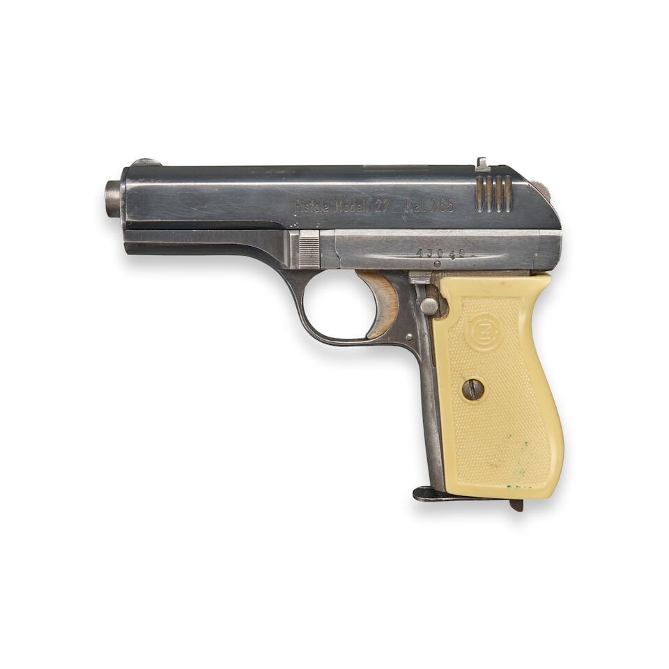 A WORLD WAR II-ERA CZ MODEL 27 PISTOL WITH POLICE ACCEPTANCE STAMP. Curio or Relic firearm - 2