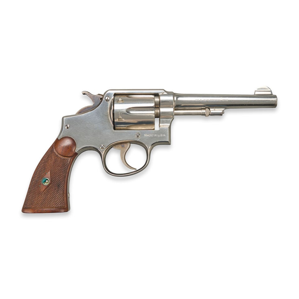 A PRE-WAR NICKEL-PLATED SMITH & WESSON MILITARY & POLICE MODEL 1905 DOUBLE-ACTION REVOLVER AND H... (1 of 6)