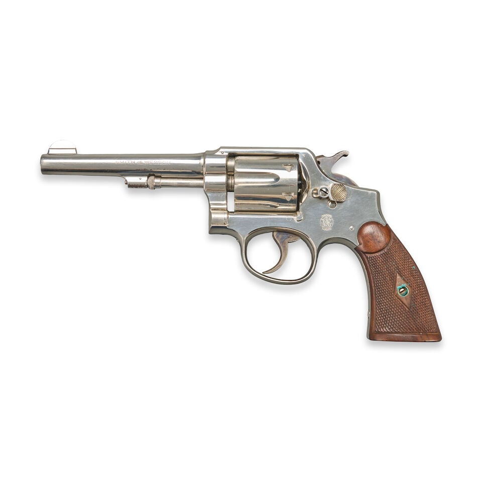 A PRE-WAR NICKEL-PLATED SMITH & WESSON MILITARY & POLICE MODEL 1905 DOUBLE-ACTION REVOLVER AND H... - 2