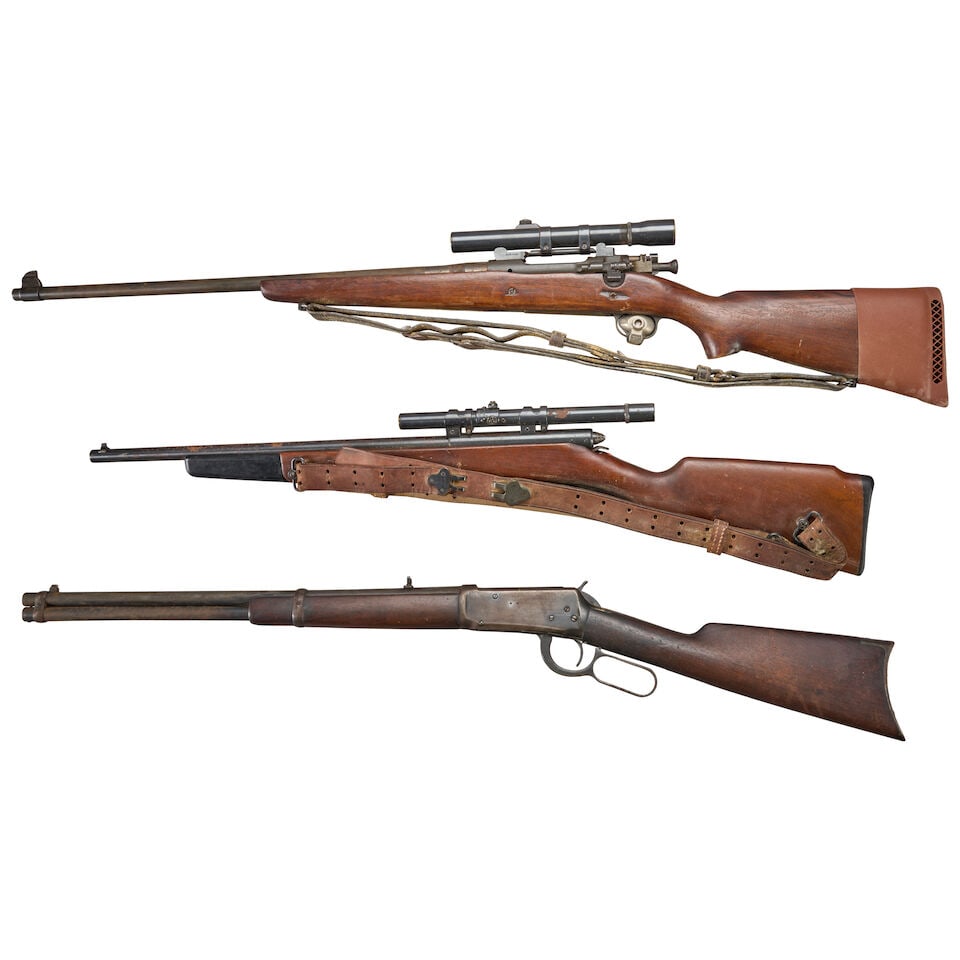 THREE EARLY 20TH CENTURY SPORTING RIFLES. Curio or Relic firearm - 2