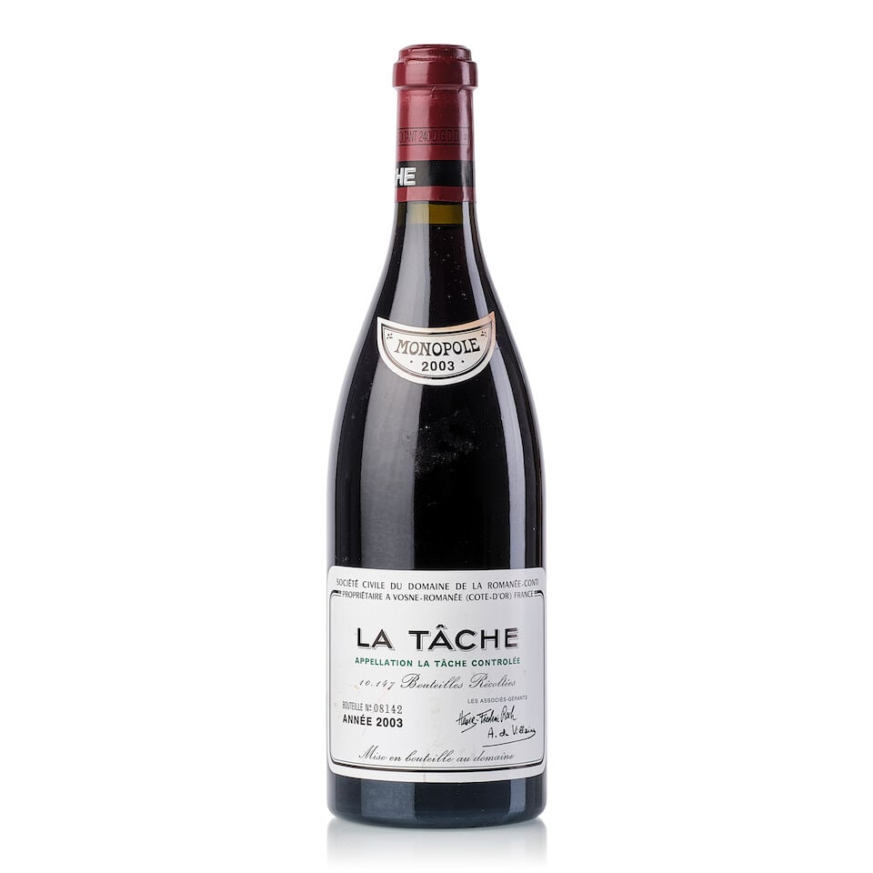 Domaine de la Romanée-Conti La Tâche, 2003 (1x 750ml): Domaine de la Romanée-Conti La Tâche, 2003 (1x 750ml) Region: Burgundy Cork: signs of old seepage Label: slightly marked, slightly wine-stained and slightly wrinkled For further information 
