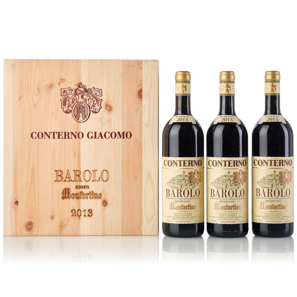 Giacomo Conterno Barolo Riserva Monfortino, 2013 (3x 750ml): Giacomo Conterno Barolo Riserva Monfortino, 2013 (3x 750ml) Region: Italy Packaging: owc3 For further information on this lot please visit Bonhams.com For further information about this lot please