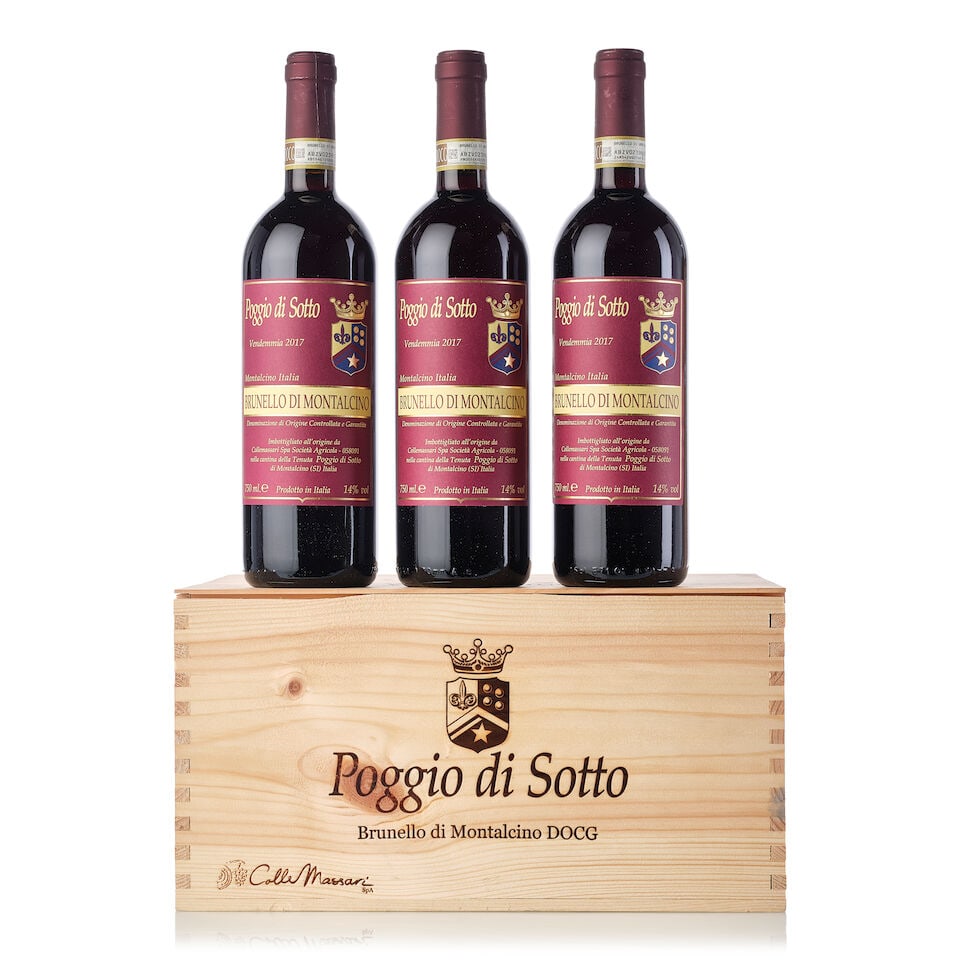 Poggio di Sotto Brunello di Montalcino, 2017 (3x 750ml): Poggio di Sotto Brunello di Montalcino, 2017 (3x 750ml) Region: Italy Packaging: in owc6 For further information on this lot please visit Bonhams.com For further information about this lot please