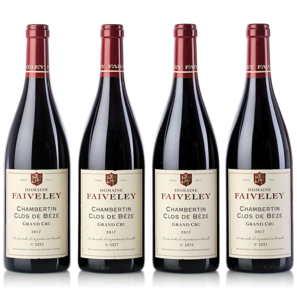 Domaine Faiveley Chambertin Clos de Bèze, 2017 (4x 750ml): Domaine Faiveley Chambertin Clos de Bèze, 2017 (4x 750ml) Region: Burgundy Label: 3x slightly scuffed, 1x scuffed, 1x heavily torn back label For further information on this lot please visit Bonh