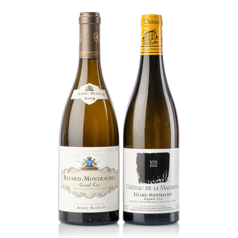 Albert Bichot Bâtard Montrachet, 2009 (1x 750ml) Château de La Maltroye Bâtard Mo...: Albert Bichot Bâtard Montrachet, 2009 (1x 750ml) Region: Burgundy Label: Chinese importer Château de La Maltroye Bâtard Montrachet, 2021 (1x 750ml) Region: Burgundy Capsule: slightly sc
