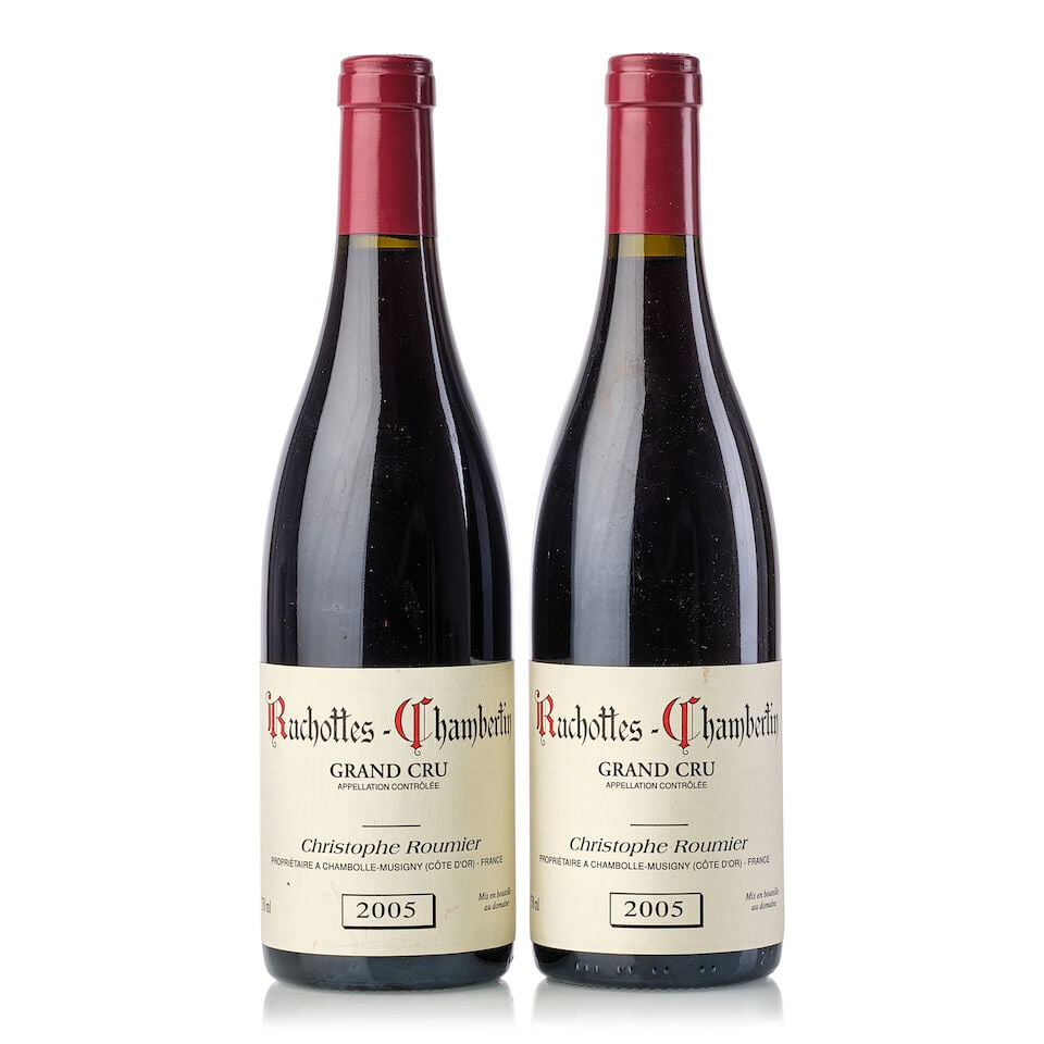 Christophe Roumier Ruchottes Chambertin, 2005 (2x 750ml): Christophe Roumier Ruchottes Chambertin, 2005 (2x 750ml) Region: Burgundy Label: 1x slightly scuffed, 1x slightly stained For further information on this lot please visit Bonhams.com For further infor