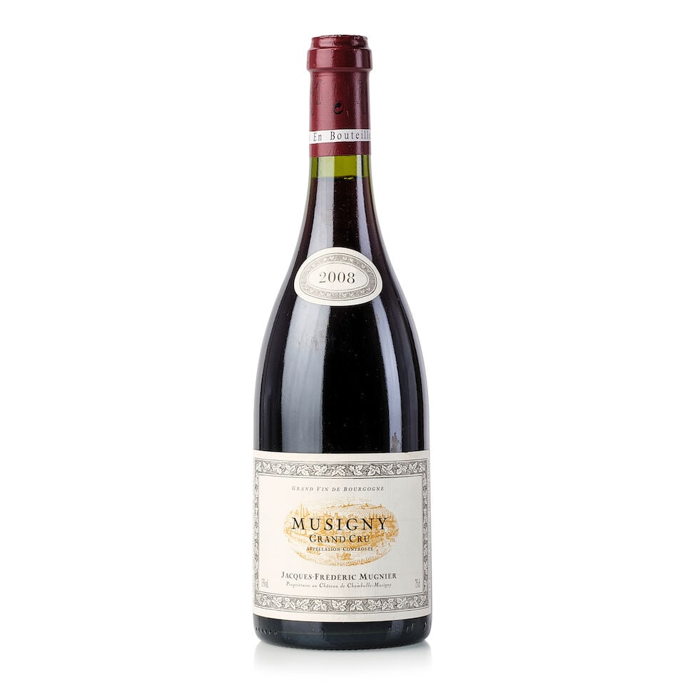 Domaine Jacques-Frédéric Mugnier Musigny, 2008 (1x 750ml): Domaine Jacques-Frédéric Mugnier Musigny, 2008 (1x 750ml) Region: Burgundy Cork: slightly protruded Label: slightly stained and slightly marked back label For further information on this lot