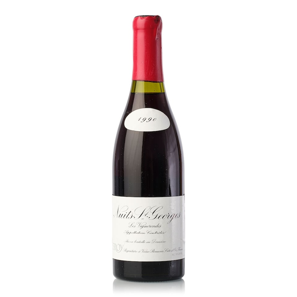 Domaine Leroy Nuits St. Georges Vignerondes, 1990 (1x 750ml): Domaine Leroy Nuits St. Georges Vignerondes, 1990 (1x 750ml) Region: Burgundy Fill Level: 1cm Capsule: damaged wax Label: slightly scuffed, wrinkled Miscellaneous: 1730 bottles produced For further in
