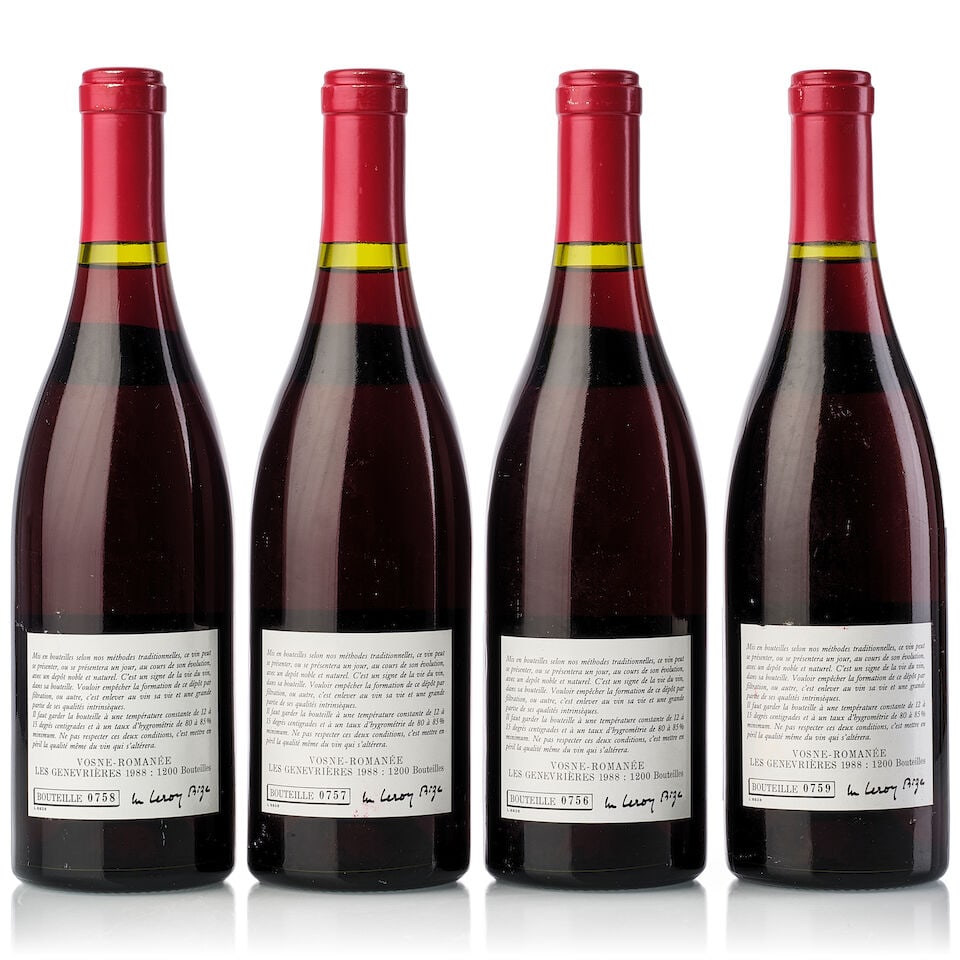 Domaine Leroy Vosne Romanée Les Genevrières, 1988 (4x 750ml) - 2