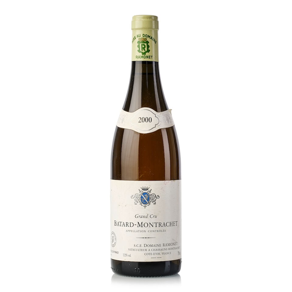 Domaine Ramonet Bâtard Montrachet, 2000 (1x 750ml): Domaine Ramonet Bâtard Montrachet, 2000 (1x 750ml) Region: Burgundy Fill Level: 1.5cm Cork: slightly depressed Label: slightly scuffed, slightly stained, slightly bin-soiled For further informati