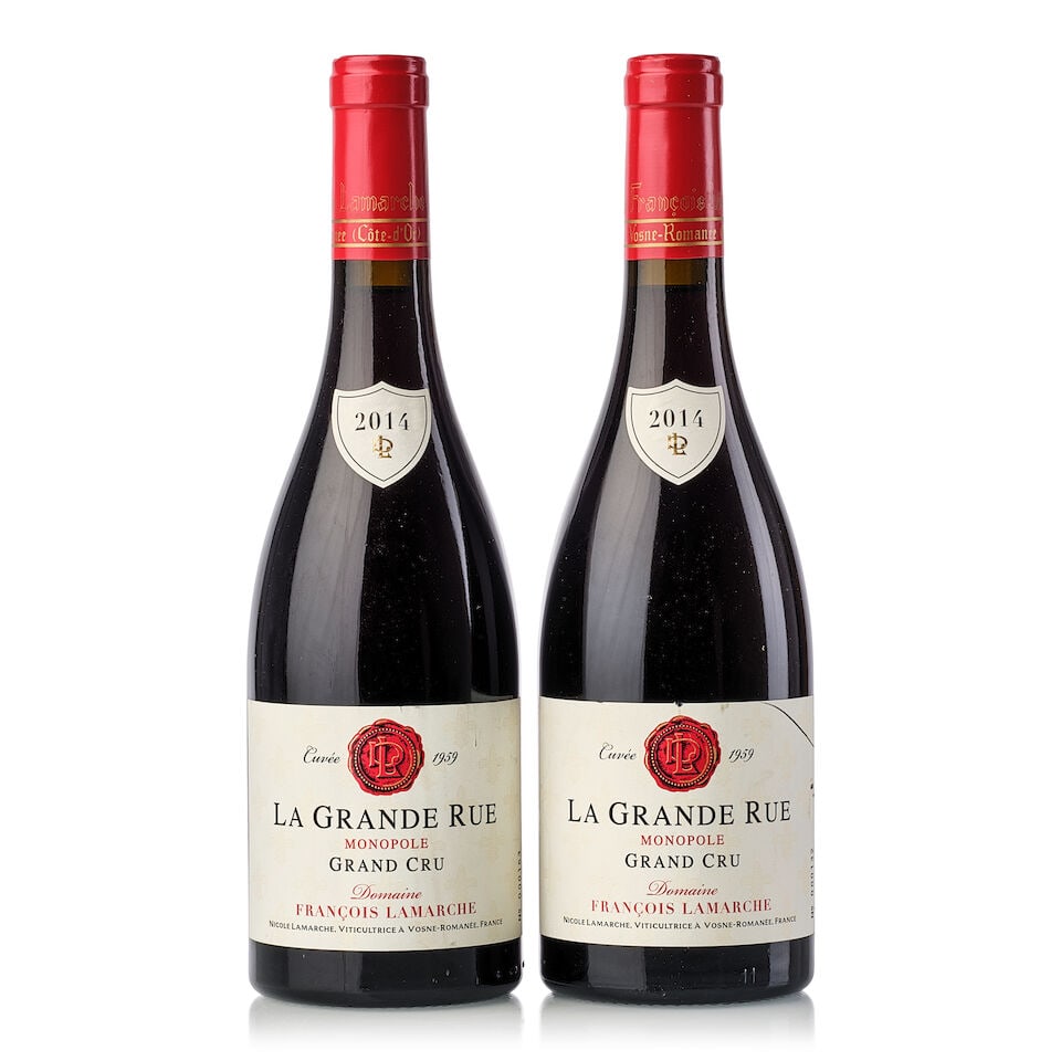 Domaine Lamarche La Grande Rue Cuvée 1959, 2014 (2x 750ml): Domaine Lamarche La Grande Rue Cuvée 1959, 2014 (2x 750ml) Region: Burgundy Cork: 1x slightly depressed Label: 1x slightly scuffed, 1x slightly nicked, 1x slightly marked, 1x nicked front and bac
