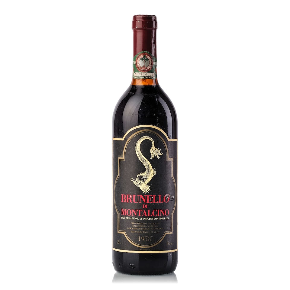 Gianfranco Soldera Case Basse Brunello di Montalcino, 1978 (1x 750ml): Gianfranco Soldera Case Basse Brunello di Montalcino, 1978 (1x 750ml) Region: Italy Fill Level: very top shoulder Capsule: slightly scuffed, with wrinkled neck tag Cork: signs of old seepage Label: sl