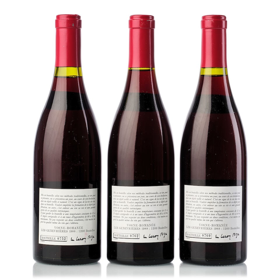 Domaine Leroy Vosne Romanée Les Genevrières, 1988 (3x 750ml) - 2