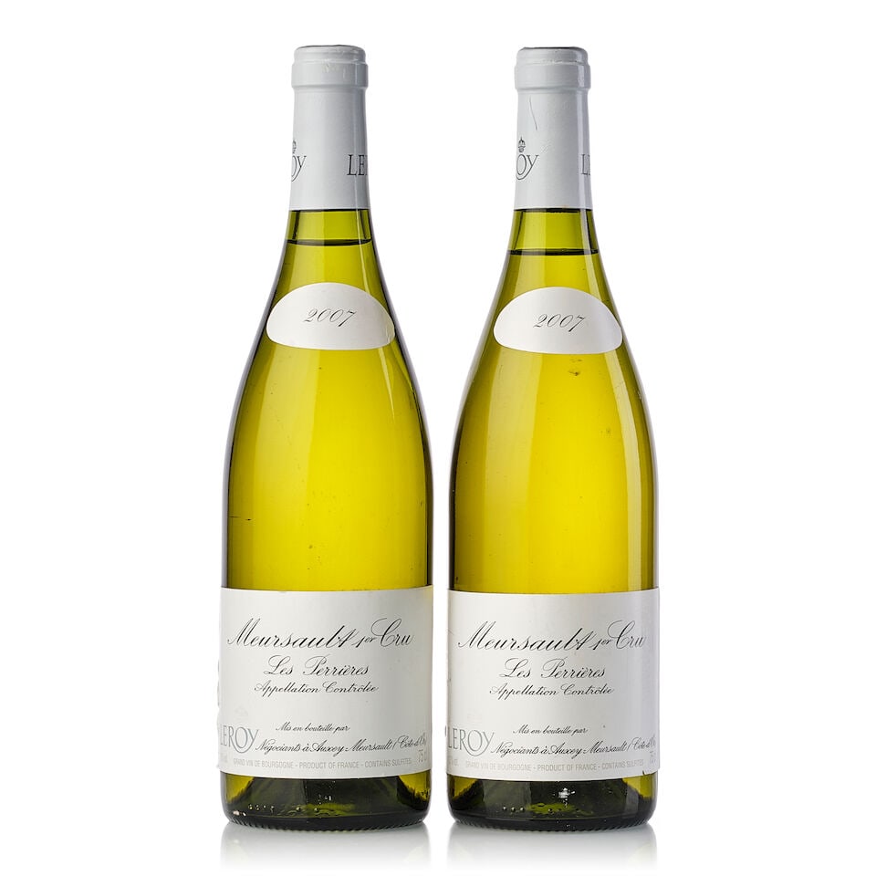 Maison Leroy Meursault Les Perrières, 2007 (2x 750ml): Maison Leroy Meursault Les Perrières, 2007 (2x 750ml) Region: Burgundy Capsule: 1x wrinkled Cork: 2x signs of old seepage Label: 2x slightly scuffed front label and vintage tag For further inform