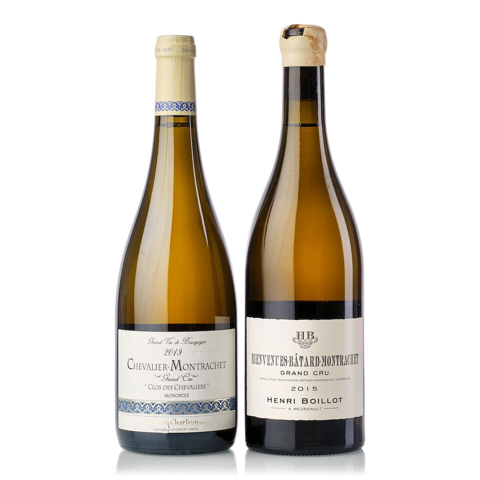Jean Chartron Chevalier Montrachet Clos des Chevaliers, 2019 (1x 750ml) Henri Boillot Bienvenues...: Jean Chartron Chevalier Montrachet Clos des Chevaliers, 2019 (1x 750ml) Region: Burgundy Henri Boillot Bienvenues Bâtard Montrachet, 2015 (1x 750ml) Region: Burgundy Capsule: damaged Cork: signs 