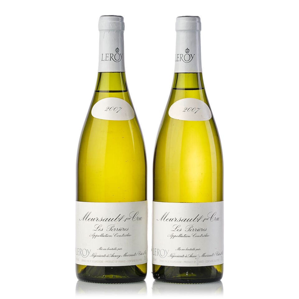 Maison Leroy Meursault Les Perrières, 2007 (2x 750ml): Maison Leroy Meursault Les Perrières, 2007 (2x 750ml) Region: Burgundy Capsule: 1x stained, 1x wrinkled Cork: 2x signs of old seepage Label: 2x slightly scuffed front label and vintage tag For fu