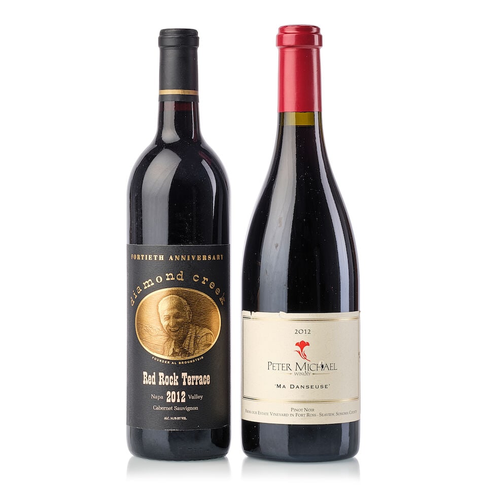 Diamond Creek Red Rock Terrace Cabernet Sauvignon, 2012 (1x 750ml) Peter Michael Ma Danseuse Pi...: Diamond Creek Red Rock Terrace Cabernet Sauvignon, 2012 (1x 750ml) Region: United States Peter Michael Ma Danseuse Pinot Noir, 2012 (1x 750ml) Region: United States Label: nicked front and back labels