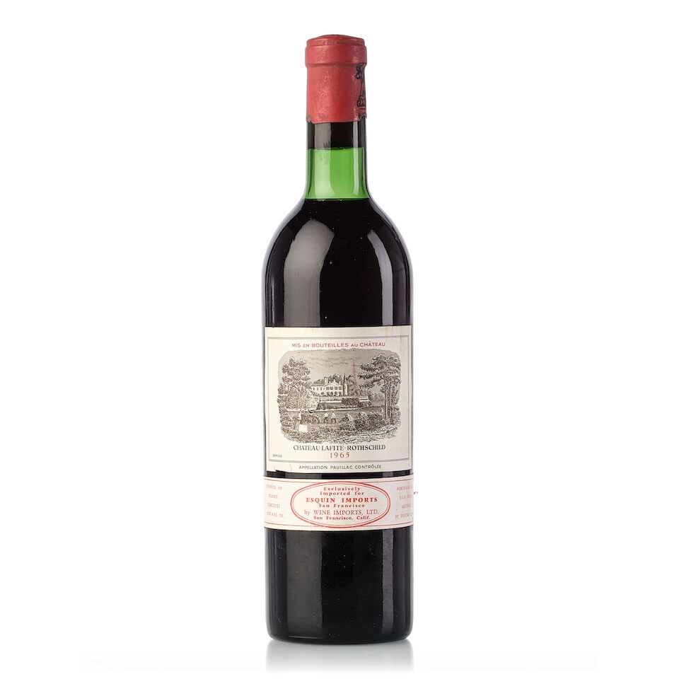 Château Lafite Rothschild, 1965 (1x 750ml): Château Lafite Rothschild, 1965 (1x 750ml) Region: Bordeaux Fill Level: top shoulder Capsule: torn Label: slightly torn, bin-soiled Miscellaneous: Provenance: The Historic Cellar of Jurgen Schwar